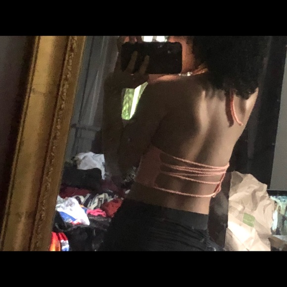 Peach Knitted Crop top - Picture 2 of 2